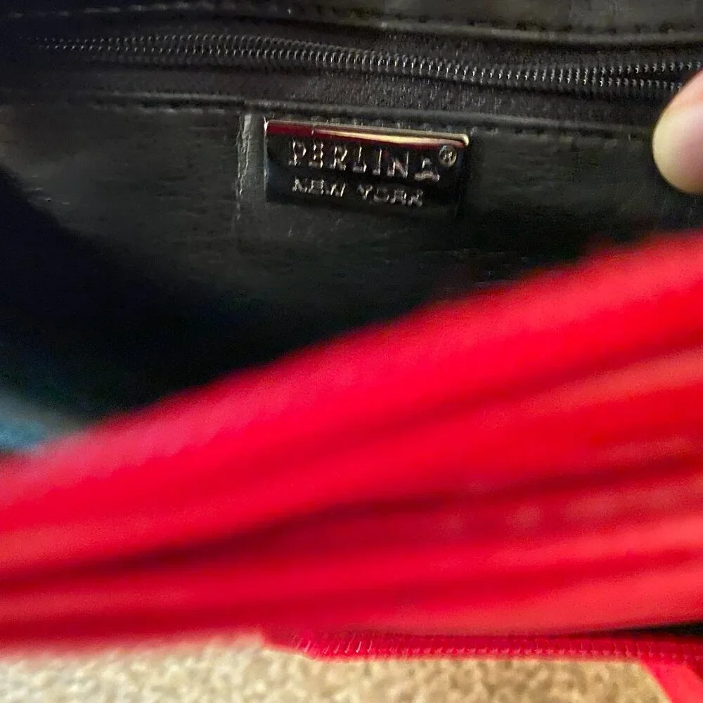 Red Leather Perlina New York Shoulder Bag - Picture 3 of 5